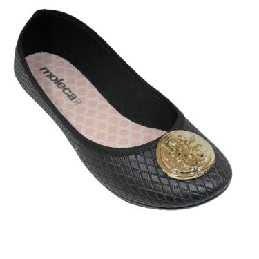 Imagem de Sapatilha Feminina Moleca Sardenha Losango Neo 5726.112 Cor:Preto;Tamanho:35