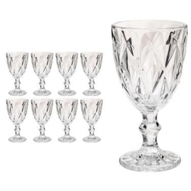 Imagem de Copo Taça Vidro Diamante Transparente Para Agua 300ml 8Un