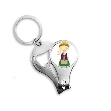 Imagem de Smile Blond Poland Cartoon Nail Nipper Ring Chaveiro Abridor de Garrafas Cortador