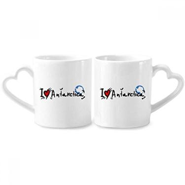 Imagem de I Love Antártica Word Flag Love Heart Illustration Couple Porcelain Mug Set Ceramic Lover Cup Heart Handle