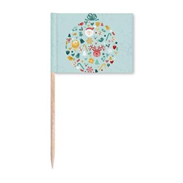 Imagem de mas Papai Noel Alce Árvore Azul Palito de Dente Bandeira Marcador Topo Decoração de Festa