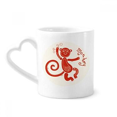 Imagem de Ano do macaco animal China zodíaco caneca vermelha café cerâmica copo de coração de vidro