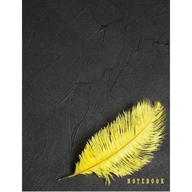 Imagem de Notebook: Yellow feather on black cover and Dot Graph Line Sketch pages, Extra large (8.5 x 11) inches, 110 pages, White paper, Sketch, Draw and Paint