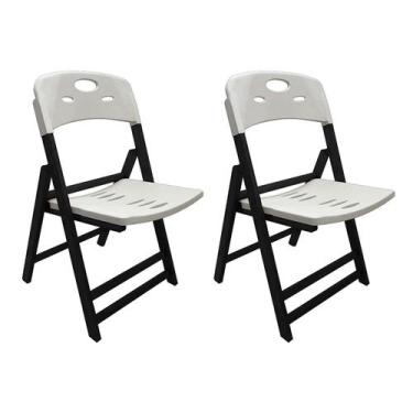 Imagem de Kit Com 2 Cadeiras Dobraveis De Madeira Elegance Preto Polipropileno B