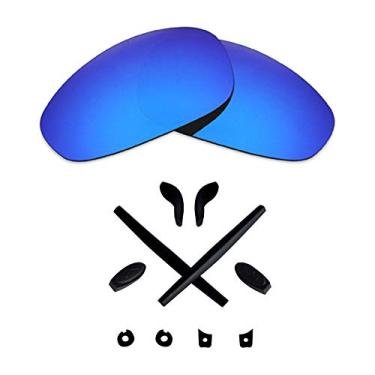 Imagem de Lentes de reposição e kits de borracha Mryok para óculos de sol Oakley Juliet – Opções, Deep Blue Polarized Lenses & Black Rubber Kits, One Size