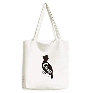 Imagem de Grouse bolsa de lona preta e branca com estampa de animal bolsa de compras casual