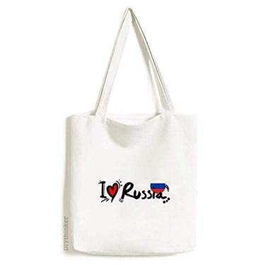 Imagem de I Love Russia Word Flag Heart Tote Canvas Bag Shopping Satchel Casual Bolsa