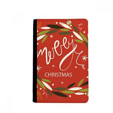 Imagem de Porta-passaporte com ilustração de folha de guirlanda colorida de Natal porta-cartões Notecase Burse