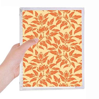 Imagem de Caderno floral clássico laranja dourado decorativo com folhas soltas diário recarregável