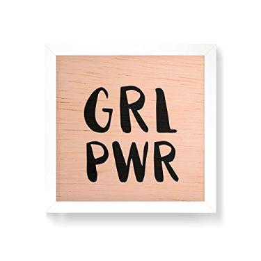 Imagem de Arte Maníacos Quadro decorativo com moldura caixa branca em Madeira - Grl Pwr - 30x30cm