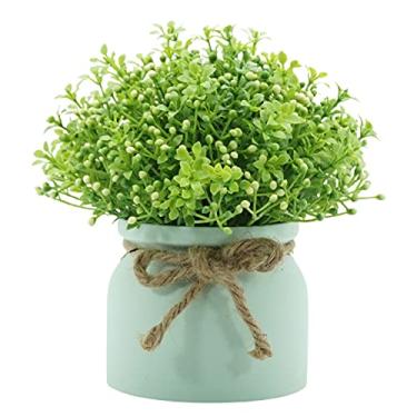 Imagem de Heave Flores artificiais plantas flores artificiais bonsai mini planta em vaso para casamento, festa de casa, escritório, decoração de mesa, arranjo verde