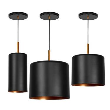 Imagem de Pendente Bilboquê Grande, 1 Médio e 1 Cilindrico Preto Cobre