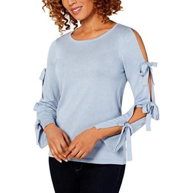 Imagem de CeCe Womens Split Bow Sleeve Pullover Sweater, Blue, X-Large