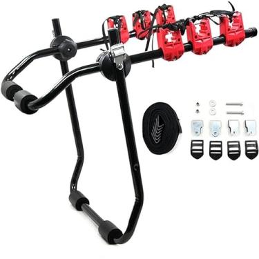 Imagem de Suporte para bicicleta Transbike SHARK BLUE para 3 bicicletas Preto tira Vermelha Carros Sedan Hatch