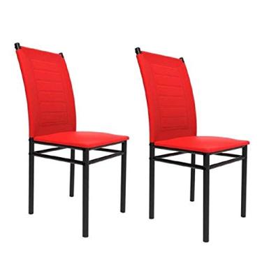 Imagem de Conjunto 2 Cadeiras de Jantar em Aço Tokio Vermelho/preto