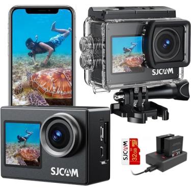 Imagem de SJCAM Upgraded SJ4000 4K30FPS WiFi Action Camera Dual Screen Ultra HD 30M Underwater Camera 170° Wide-Angle Waterproof Camera com 2 baterias, cartão SD e kits）