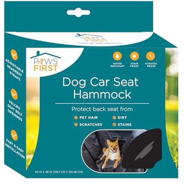 Imagem de Evriholder Paws First Rede de assento de carro para animais de estimação, capa de assento resistente à água, resistente a arranhões e antiderrapante, capa de banco traseiro durável para carros,