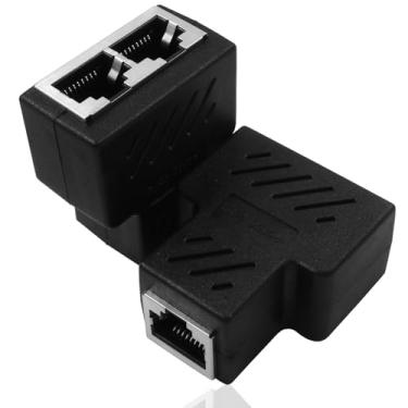 Imagem de Litoexpe Adaptador divisor Ethernet de 2 peças, RJ45 fêmea 1 para 2 fêmeas 8P8C plugue extensor LAN casal rede, para cabo Cat5, Cat5e, Cat6, Cat7