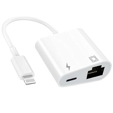 Imagem de [Certificação Apple MFi] Adaptador de rede LAN Ethernet RJ45 2 em 1 com porta de carregamento, adaptador Lightning para Ethernet, compatível com iPhone/iPod, suporta rede Ethernet de 100 Mbps
