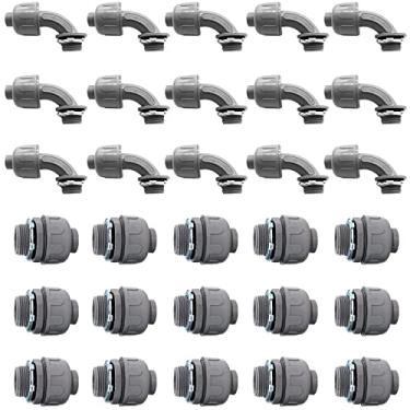Imagem de 30 peças, conector de conduíte elétrico não metálico de 1,9 cm, acessórios de conduíte flexível de PVC, listado pela UL (reto + 90 graus)