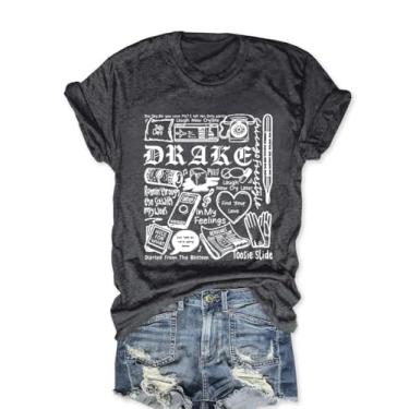Imagem de Camisetas femininas de banda de rock, vintage, rock, country, roupa de concerto, casual, manga curta, R - cinza escuro, G