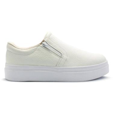 Imagem de Tênis Usaflex Feminino Slip On Em Couro Plataforma Zíper Casual AL1003
