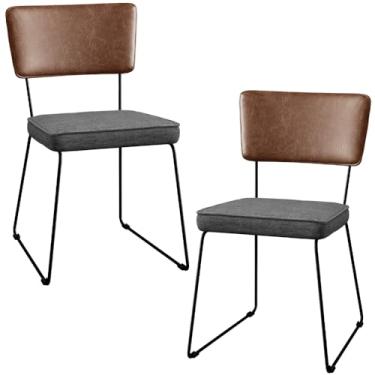 Imagem de Kit 02 Cadeiras Decorativas Sala Jantar Allana L02 Couríssimo Marrom Linho Cinza Escuro - Lyam Decor