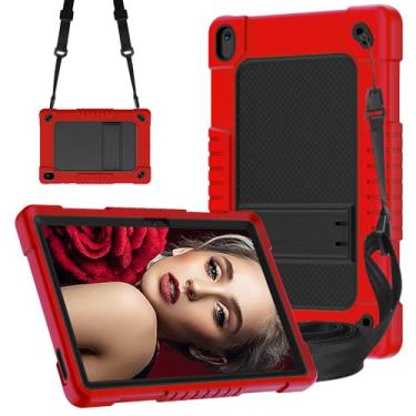 Imagem de Kebiory Capa para tablet Walmart Onn 10.1 2024 para Onn 10.1 Gen 4 Capa híbrida à prova de choque para crianças, capa com alça de ombro embutida para Walmart Onn 10.1 2024 100135925 (vermelhopreto)