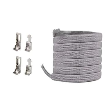 Imagem de Cross Buckle Elastic Laceless Shoelaces For Sneakers Flat Shoelaces For Kids And Adults Elastic Shoelaces For All Shoes(Light gray)