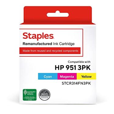 Imagem de STAPLES Cartucho de tinta remanufaturado de substituição para HP 951 (amarelo ciano magenta, pacote com 3)