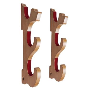 Imagem de IEUDNS Montagem na parede espada expositor espada cabide de bambu decorativo veludo acolchoado espada rack gancho para espada wakizashi, 3 níveis
