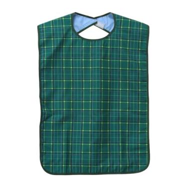 Imagem de Almencla Babador adulto para idosos, protetor de roupas, máquina resuável, lavável, ajustável, pano grande para comer para idosos, Verde