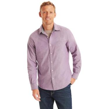 Imagem de NAUTICA Camisa masculina de manga comprida com botões e modelagem clássica, Roxo imperial, GG