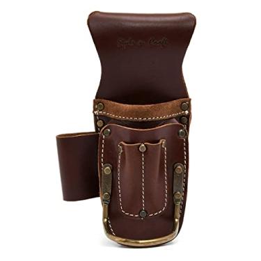 Imagem de Style n Craft - Alicates de 5 bolsos e suporte de martelo, bolsa de ferramentas de couro de flor integral, suporte multiferramentas, marrom escuro (98016)