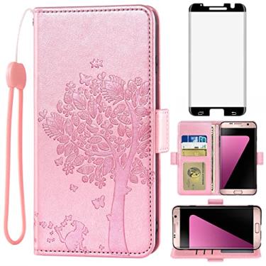 Imagem de Asuwish Capa carteira compatível com Samsung Galaxy S7 Edge e protetor de tela de vidro temperado flip porta-cartão capa de celular para Glaxay S7edge Gaxaly S 7 Plus Galaxies GS7 7s 7edge feminino