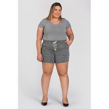 Imagem de Bermuda Feminina Plus Size Moletinho Cós Largo Bolsos Frente Cordão Fake - Serena