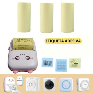 Imagem de 3 rolos etiqueta adesiva AMARELO mini impressora gatinho - Xd Mega