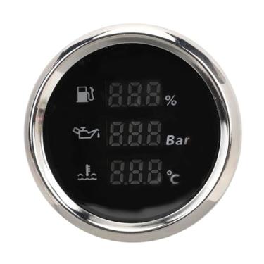 Imagem de Medidor de Barco 52mm, Abs, Display Digital, Nível de óleo, Pressão do óleo, Medidor de Temperatura água Com Luz de Fundo para Iates, Rvs, Caminhões, (Moldura prateada com