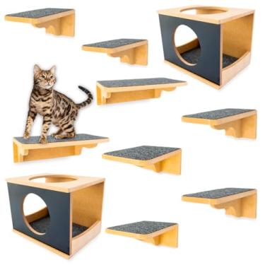Imagem de Playground Para Gatos 10Pçs Premium Resistente Já Montado Com Kit Fixação (Frente Preta)