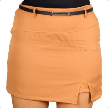 Imagem de Short Saia Feminino Plus Size Alfaiataria Social Fenda Lateral Com Cin