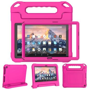Imagem de RTOBX Capa infantil para tablet Amazon Fire 10 Pro/10 Plus/HD 10 (13ª/11ª geração, versão 2023/2021), capa protetora durável à prova de choque com protetor de tela para tablet Kindle Fire HD 10, rosa