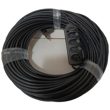 Imagem de Extensão Elétrica profissional 4 tomadas 50metros 10A Fio Pp 2x1,00mm 