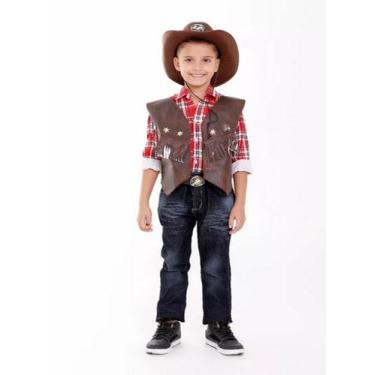 Imagem de Colete Cowboy Country Unissex Marrom Infantil Festa Junina Rode - Fant