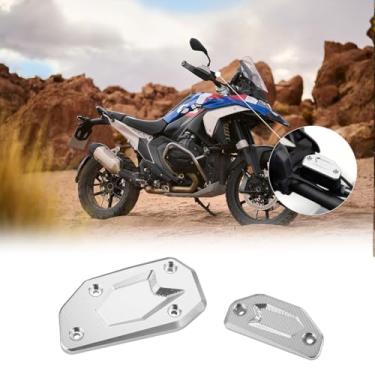 Imagem de YEBEICO Tampa de reservatório de fluido de cilindro de freio de motocicleta para BMW R1300GS, cilindro mestre de freio de alumínio CNC durável tampa de fluido de freio placa de freio de estacionamento