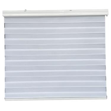 Imagem de Persiana Rolo Double Vision Zebra Branca 140 (L) x 160 (A) Cortina C/ Bandô Kit Instalação 1,40x1,60