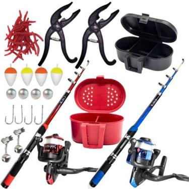 Imagem de Kit Pesca Completo 2 Vara + Molinete Isca Itens Barato Full - sm pesca