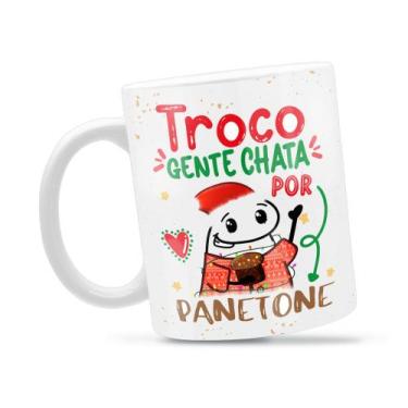 Imagem de Caneca Flork Panetone Divertida Porcelana Xícara 325ml + Caixa Present