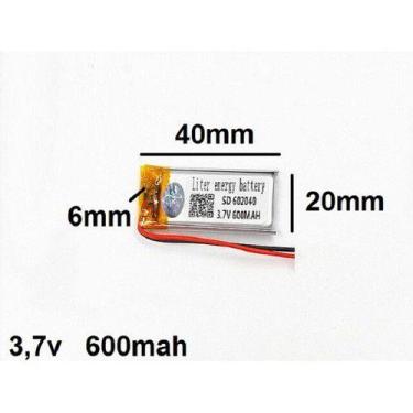 Imagem de (2pcs) Bateria 602040 3,7v 600mah  6mm X 20mm X 40mm 2 Fios - KMIG