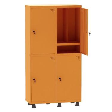 Imagem de Armário Guarda Volume Locker Roupeiro Insalubre 2 Vãos 04 Portas Com P