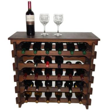 Imagem de Adega Para Vinho 30 Garrafas Tipo Mesinha Cor Imbuia C6 - Cevey Adegas